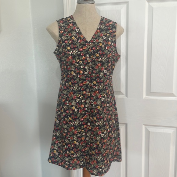 Old Navy mini dress floral sleeveless button down red white blue womens size 6 - Picture 1 of 10